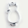 Rack Plating Alloy Kitten Open Back Bezel Pendants PALLOY-S047-01C-FF-2