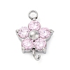 304 Stainless Steel Micro Pave Cubic Zirconia Flower Connector Charms LS-STAS-U042-01P-01-1