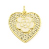 Rack Plating Heart with Flower Brass Micro Pave Clear Cubic Zirconia KK-Z053-23G-03-1