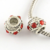 Barrel Antique Silver Plated Metal Alloy Rhinestone European Beads LS-ALRI-Q228-02A-1