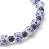 Handmade Flower Printed Porcelain Ceramic & Natural Lapis Lazuli Beads Stretch Bracelets for Women BJEW-JB12932-4