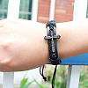 Adjustable Cross with Word Iron Braided Leather Cord Bracelets BJEW-P0001-02B-5