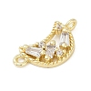 Brass Clear Cubic Zirconia Connector Charms KK-Z094-03G-01-2