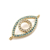 Brass Micro Pave Sky Blue and Clear Cubic Zirconia Connector Charms KK-H529-05B-G01-2
