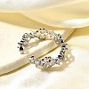 Brass Micro Pave Cubic Zirconia Cuff Rings for Women RJEW-Q008-01P-02-5