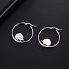 Non-Tarnish 304 Stainless Steel Hedgehog Beaded Hoop Earrings EJEW-F320-02P-5