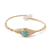 Natural Amazonite & Pearl Cuff Bangle BJEW-JB10119-02-1