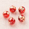 Flower Picture Printed Glass Round Beads GLAA-J089-10mm-A03-1