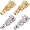 CHGCRAFT 4 Sets 2 Colors Brass Micro Pave Cubic Zirconia Fold Over Clasps ZIRC-CA0001-11-1