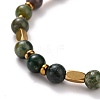 5Pcs 5 Style Natural Indian Agate & Synthetic Hematite & Glass Sead Beads Stretch Bracelets Set BJEW-JB07670-04-6
