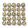 Brass Elder Futhark Alphabet Engraved Symbol Flat Round Natural Dalmatian Jasper Rune Stones G-I373-01D-1