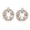 Brass Micro Pave Cubic Zirconia Pendants KK-S359-132A-RS-1