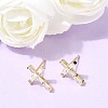 Cross Brass Micro Pave Clear Cubic Zirconia Stud Earrings EJEW-C186-18G-02-1