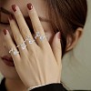 Anti-Tarnish Rhodium Plated 925 Sterling Silver Initial Letter Open Cuff Ring JR852R-7