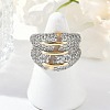 Brass Micro Pave Clear Cubic Zirconia Cuff Rings for Women Men STAS-I109-03GP-2