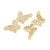 Brass Micro Pave Clear Cubic Zirconia Connector Charms CU-CBA908F-04G-06-2