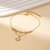 304 Stainless Steel & Plastic Pearl Charm Anklets FS-WG19F70-01-1