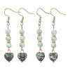 Natural Glass & Natural Green Spot Jasper Dangle Earrings for Women EJEW-JE06956-3