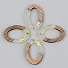 Transparent Resin & Walnut Wood Pendants RESI-S389-022A-D01-1
