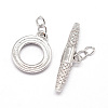 Brass Micro Pave Cubic Zirconia Ring Toggle Clasps ZIRC-L047-11P-NR-2