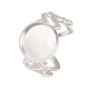 Hollow Heart 304 Stainless Steel Open Cuff Ring Components STAS-F366-08C-P-1
