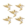 Bird Brass Micro Pave Clear Cubic Zirconia Pendants KK-G419-28G-1