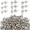 100Pcs 3 Styles Original Color 304 Stainless Steel Ball Post Stud Earring Findings STAS-YW0003-06-1