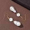 Electroplated 304 Stainless Steel Imitation Pearl Nuggets Dangle Earrings EJEW-Z129-08G-3