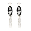 Alloy & Resin Pearl Tassel Stud Dangle Earrings EJEW-G466-04G-2