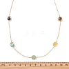 7 Chakra Natural Mixed Stone Round Beads Brass Cable Chain Necklaces NJEW-TA00235-3
