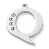 Tarnish Resistant 304 Stainless Steel Letter Pendant Rhinestone Settings LS-STAS-J028-01Q-1