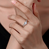 Rhodium Plated 925 Sterling Silver Micro Pave Moissanite Finger Rings for Women WGD6E9D-06-3