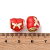 Brass Enamel European Beads KK-Q098-34G-3