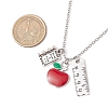 Teather's Day Alloy Red Apple Book Ruler Pendant Necklaces NJEW-TA00185-3