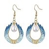 Teardrop ABS Plastic Imitation Pearl & Glass Seed Beads Dangle Earrings EJEW-MZ00164-1