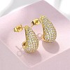 304 Stainless Steel Clear Cubic Zirconia Stud Earrings EJEW-D302-01G-4