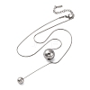 304 Stainless Steel Round Ball Pendant Snake Chain Necklaces NJEW-U028-03P-4