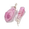 Electroplated Platinum Palted Copper Wire Wrapped Natural Quartz Crystal Pendants G-L133-07G-2