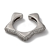 Rack Plating Star Brass Cubic Zirconia Open Cuff Rings for Women RJEW-S242-02P-C-2