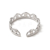 Non-Tarnish 304 Stainless Steel Crown Open Cuff Ring for Women RJEW-E066-08P-3