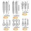 FIBLOOM 6 Pairs 6 Style Alloy Rhinestone Teardrop Dangle Clip-on Earrings EJEW-FI0002-91-10