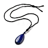 Gemstone Pendant Necklace with Nylon Cord for Women NJEW-L464-A-4