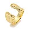 Rack Plating Brass Micro Pave Cubic Zirconia Open Cuff Ring RJEW-C082-11G-1