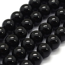 Natural Black Tourmaline Beads Strands G-G763-01-6mm-AB