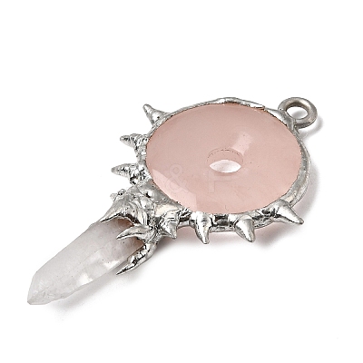 Natural Rose Quartz Big Pendants G-G466-02P-11-1