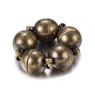 Brass Magnetic Clasps with Loops PALLOY-MC043-3AB-1