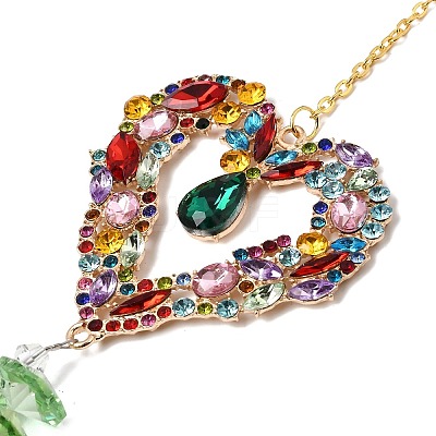 Alloy Rhinestone & Glass Teardrop Charm Suncatchers HJEW-E013-04G-B-1