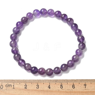 Natural Amethyst Bead Stretch Bracelets X-BJEW-K212-A-034-1