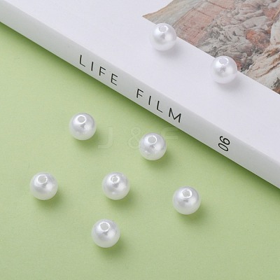 ABS Plastic Imitation Pearl Ball Beads X-MACR-A004-8mm-01-1