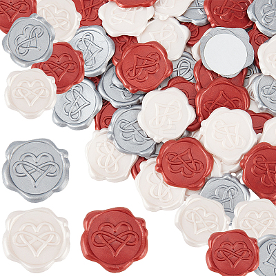 60Pcs 3 Colors Heart Adhesive Wax Seal Stickers DIY-CP0010-21-1